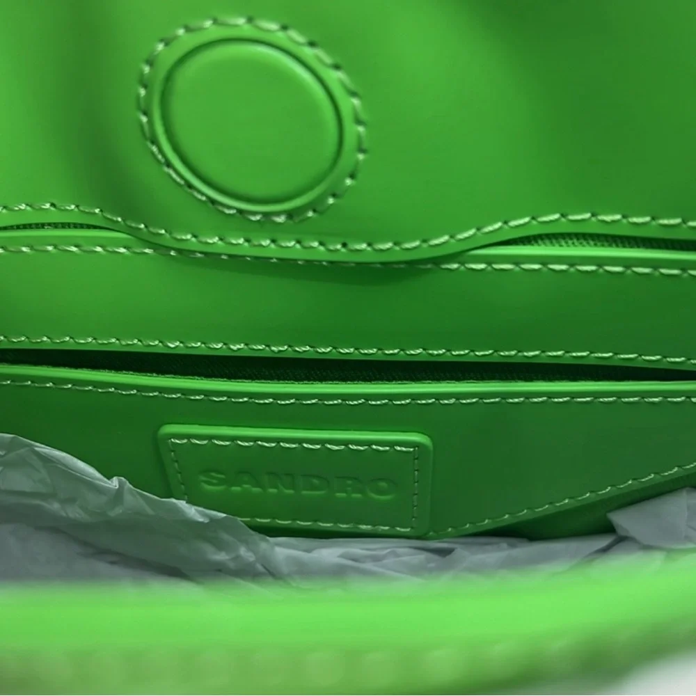 Sandro Sweet Janet Chain Shoulder Bag Vert Pomme Green Apple Small Purse NWT - Picture 7 of 7